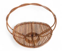 Pamono Vintage Rattan Fruit Bowl Basket Centerpiece by Franco Albini, 1950s
