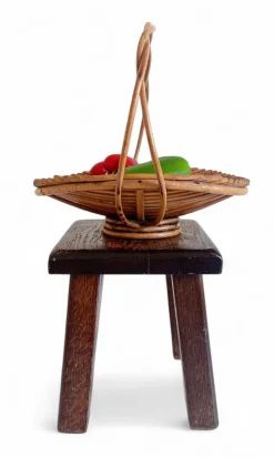 Pamono Vintage Rattan Fruit Bowl Basket Centerpiece by Franco Albini, 1950s