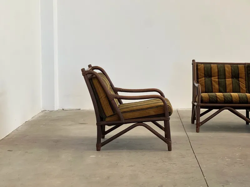 Outlet Pamono Vintage Rattan Outdoor Set, 1970s, Set of 3