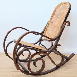 Outlet Pamono Vintage Rattan Rocking Chair in the style of Thonet, 1970s