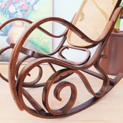 Outlet Pamono Vintage Rattan Rocking Chair in the style of Thonet, 1970s