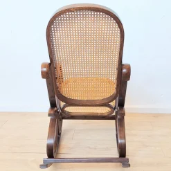 Outlet Pamono Vintage Rattan Rocking Chair in the style of Thonet, 1970s
