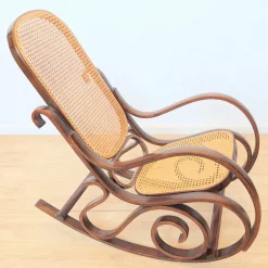Outlet Pamono Vintage Rattan Rocking Chair in the style of Thonet, 1970s