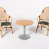 Pamono Vintage Rattan-Bamboo Indoor/Outdoor Chairs with Table, 1970s, Set of 3> Garden Tables