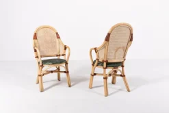 Pamono Vintage Rattan-Bamboo Indoor/Outdoor Chairs with Table, 1970s, Set of 3><noscript><img width=