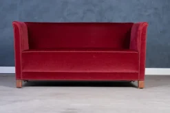 New Pamono Vintage Red Velvet Sofa, 1950s
