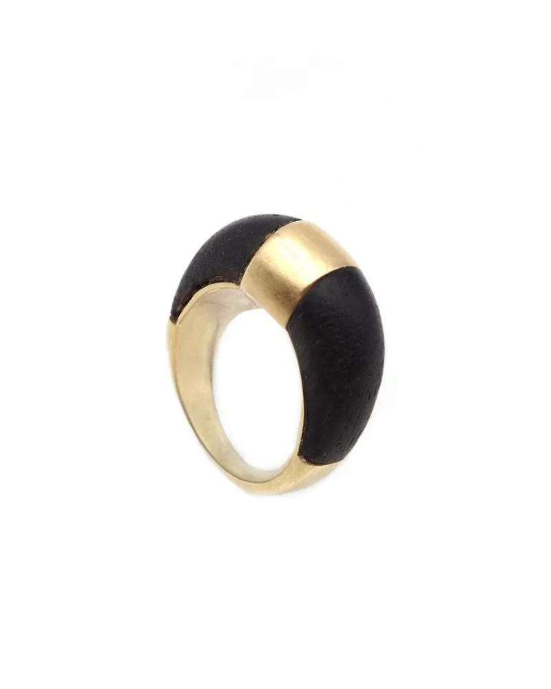 Pamono Vintage Ring in Gold and Wood, 1970s> Rings