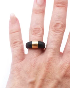 Pamono Vintage Ring in Gold and Wood, 1970s> Rings