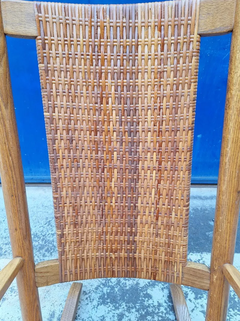 Hot Pamono Vintage Rocking Chair in Oak and Rattan, 1960s