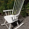 Pamono Vintage Rocking Chair with High Back in White Painted Beech, 1970s> Rocking Chairs