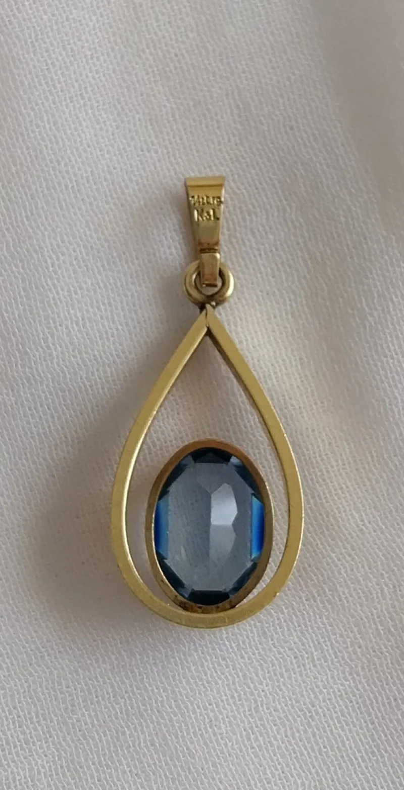 Outlet Pamono Vintage Rolled 14 Karat Gold Pendant with Natural Topaz, 1960s