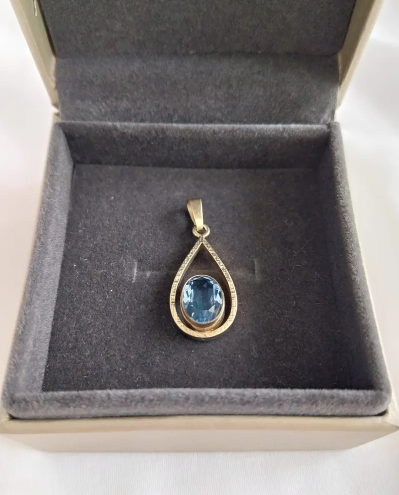 Outlet Pamono Vintage Rolled 14 Karat Gold Pendant with Natural Topaz, 1960s