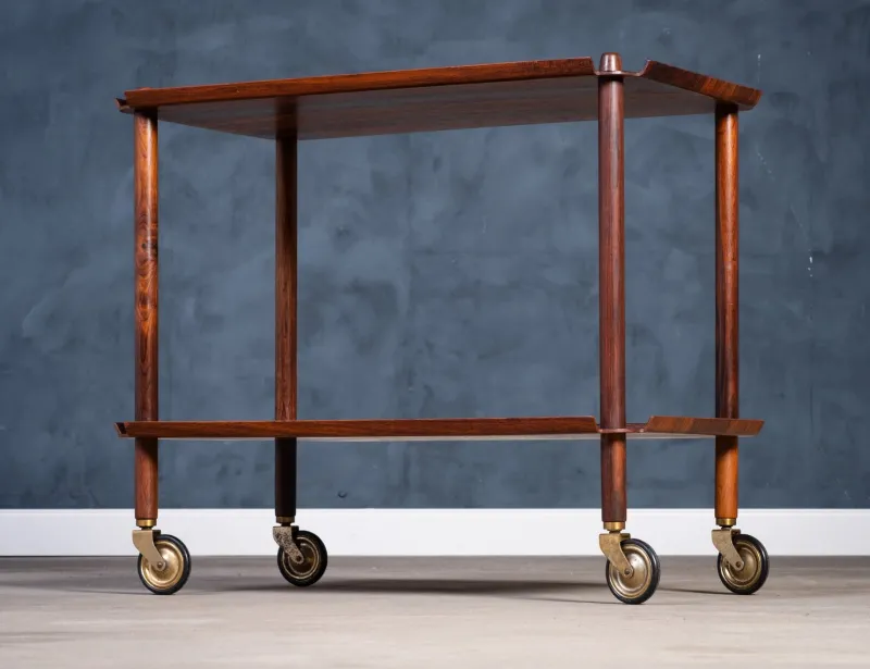 Pamono Vintage Rosewood Serving Bar Cart by Poul Hundevad, 1960s> Serving Bar Carts & Trolleys