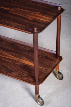 Pamono Vintage Rosewood Serving Bar Cart by Poul Hundevad, 1960s><noscript><img width=