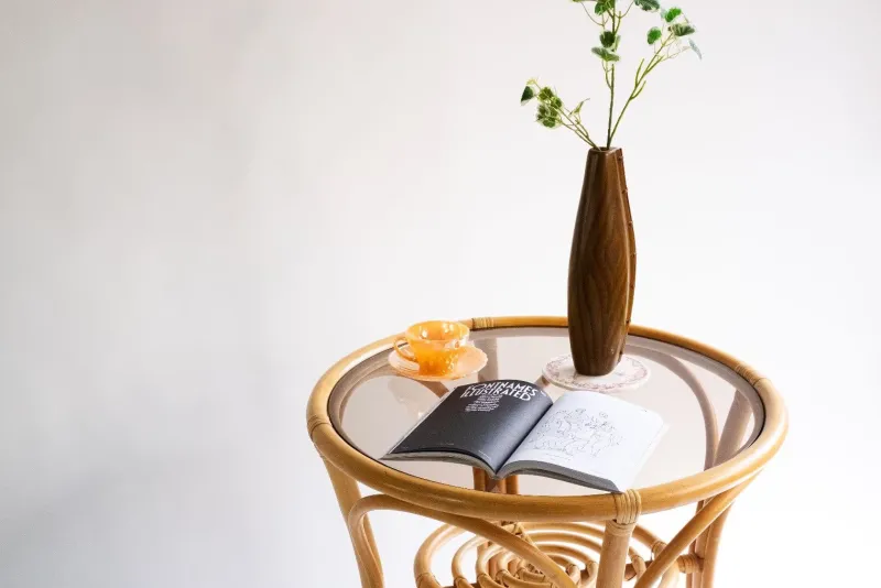 Pamono Vintage Round Bamboo Table> Garden Tables