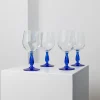 New Pamono Vintage Royal Blue Wine Glasses from MCM, Italy, 1980s, Set of 4