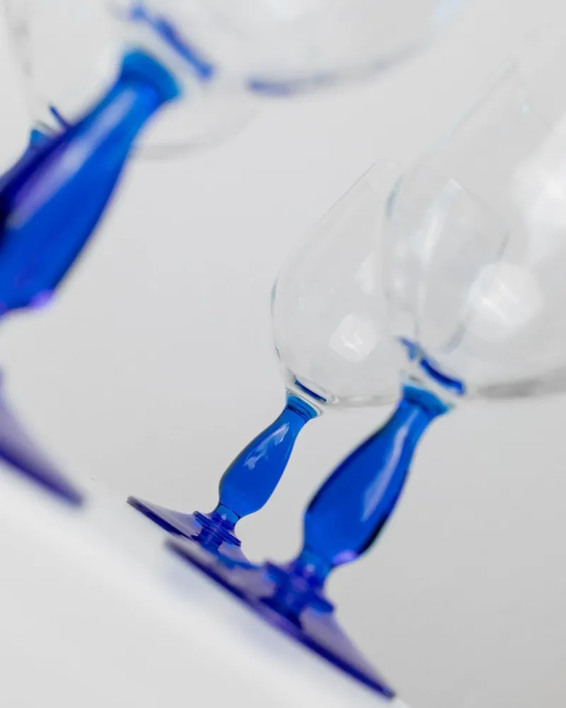New Pamono Vintage Royal Blue Wine Glasses from MCM, Italy, 1980s, Set of 4