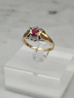 Pamono Vintage Ruby Gold Ring with Diamonds, 1946