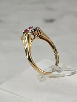 Pamono Vintage Ruby Gold Ring with Diamonds, 1946