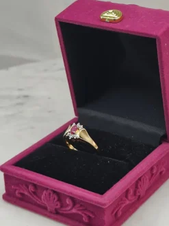 Pamono Vintage Ruby Gold Ring with Diamonds, 1946
