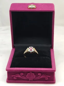 Pamono Vintage Ruby Gold Ring with Diamonds, 1946