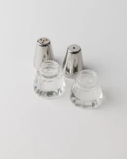 Pamono Vintage Salt and Pepper Shakers in Silver-Plated and Glass, 1950s, Set of 2><noscript><img width=
