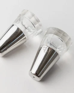 Pamono Vintage Salt and Pepper Shakers in Silver-Plated and Glass, 1950s, Set of 2><noscript><img width=