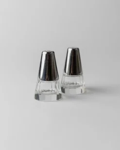 Pamono Vintage Salt and Pepper Shakers in Silver-Plated and Glass, 1950s, Set of 2><noscript><img width=