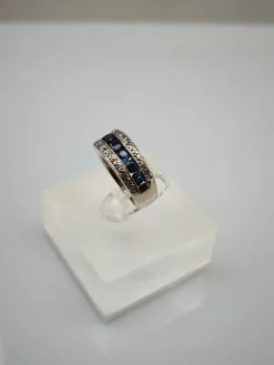 Pamono Vintage Sapphire Ring with Diamonds, 1970><noscript><img width=