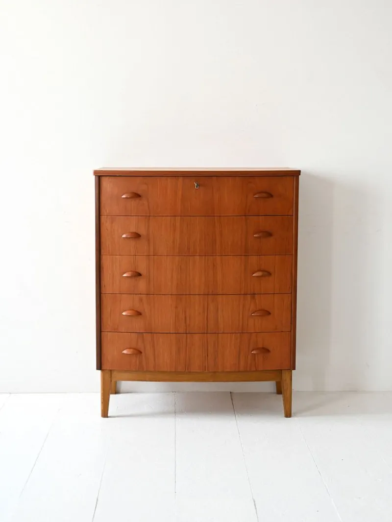 Pamono Vintage Scandinavian Chest of Drawers with Shell Handles, 1950s> Dressers, Commodes & Chests