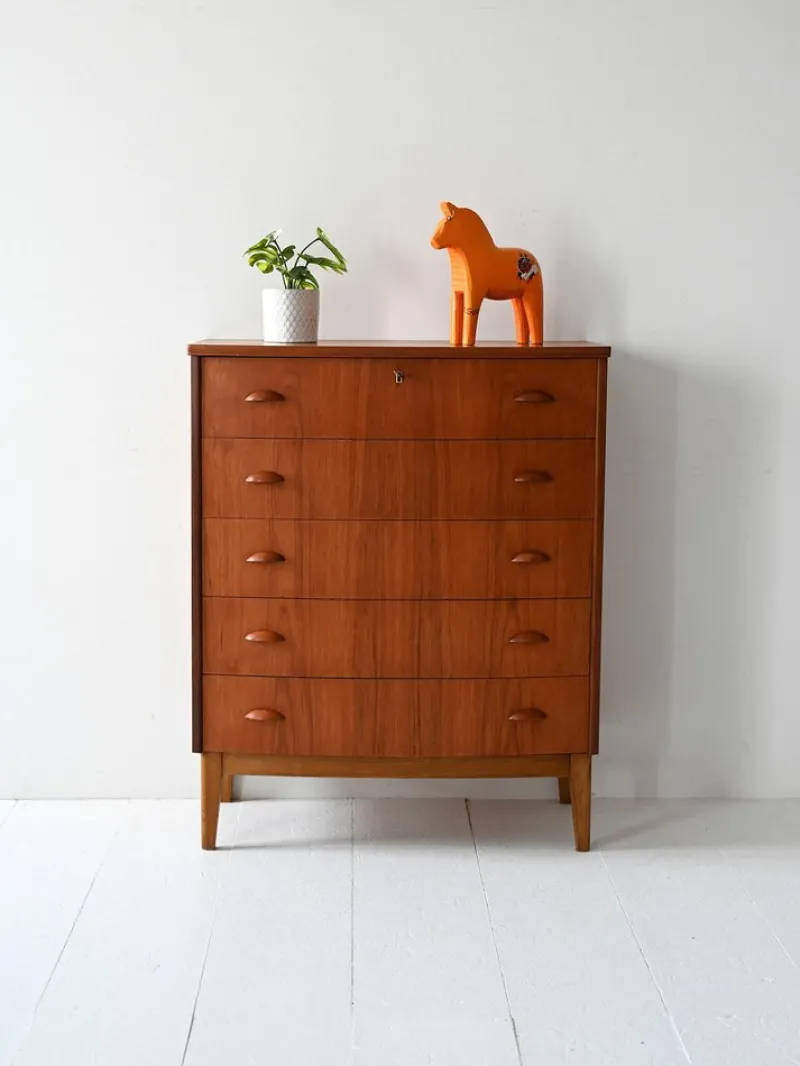 Pamono Vintage Scandinavian Chest of Drawers with Shell Handles, 1950s> Dressers, Commodes & Chests