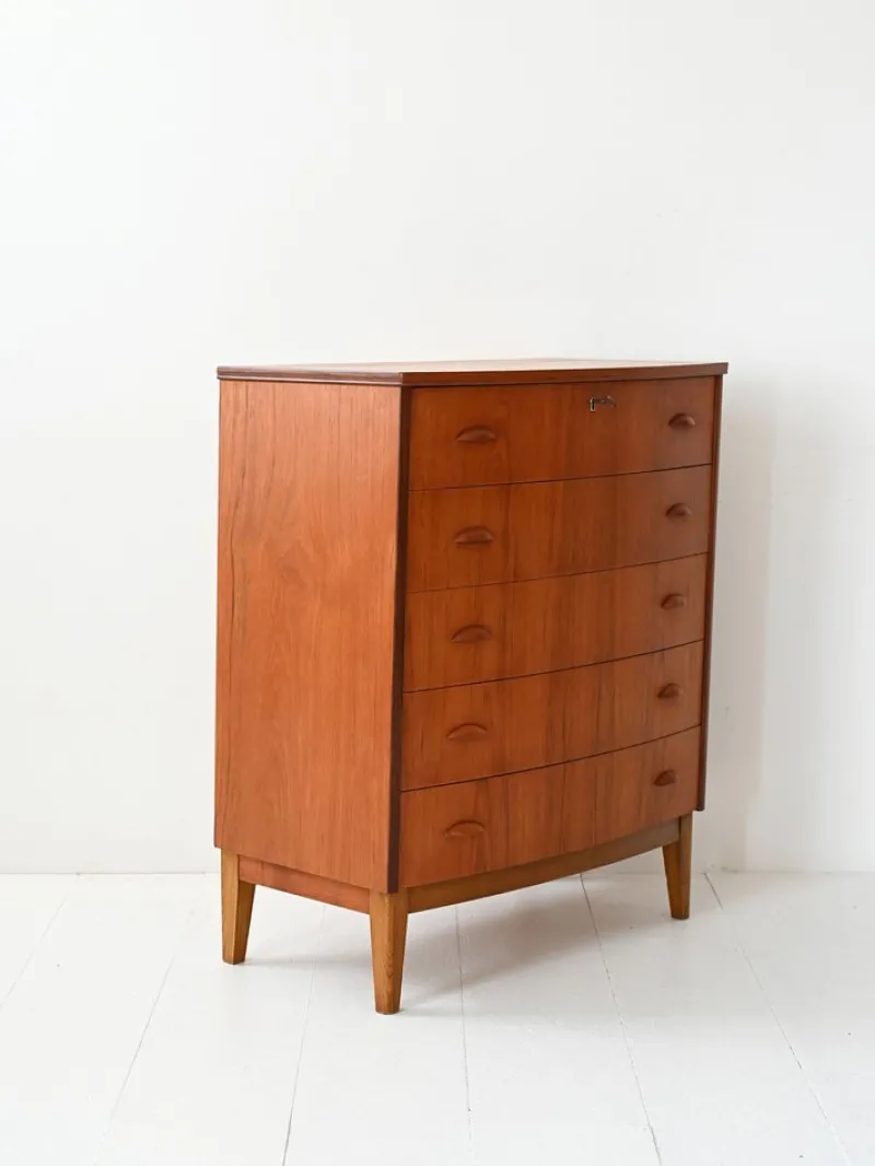 Pamono Vintage Scandinavian Chest of Drawers with Shell Handles, 1950s> Dressers, Commodes & Chests