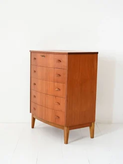 Pamono Vintage Scandinavian Chest of Drawers with Shell Handles, 1950s><noscript><img width=