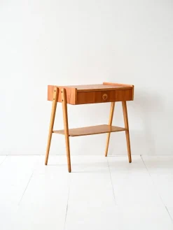Pamono Vintage Scandinavian Nightstand with Shelf and Slanted Legs, 1950s><noscript><img width=