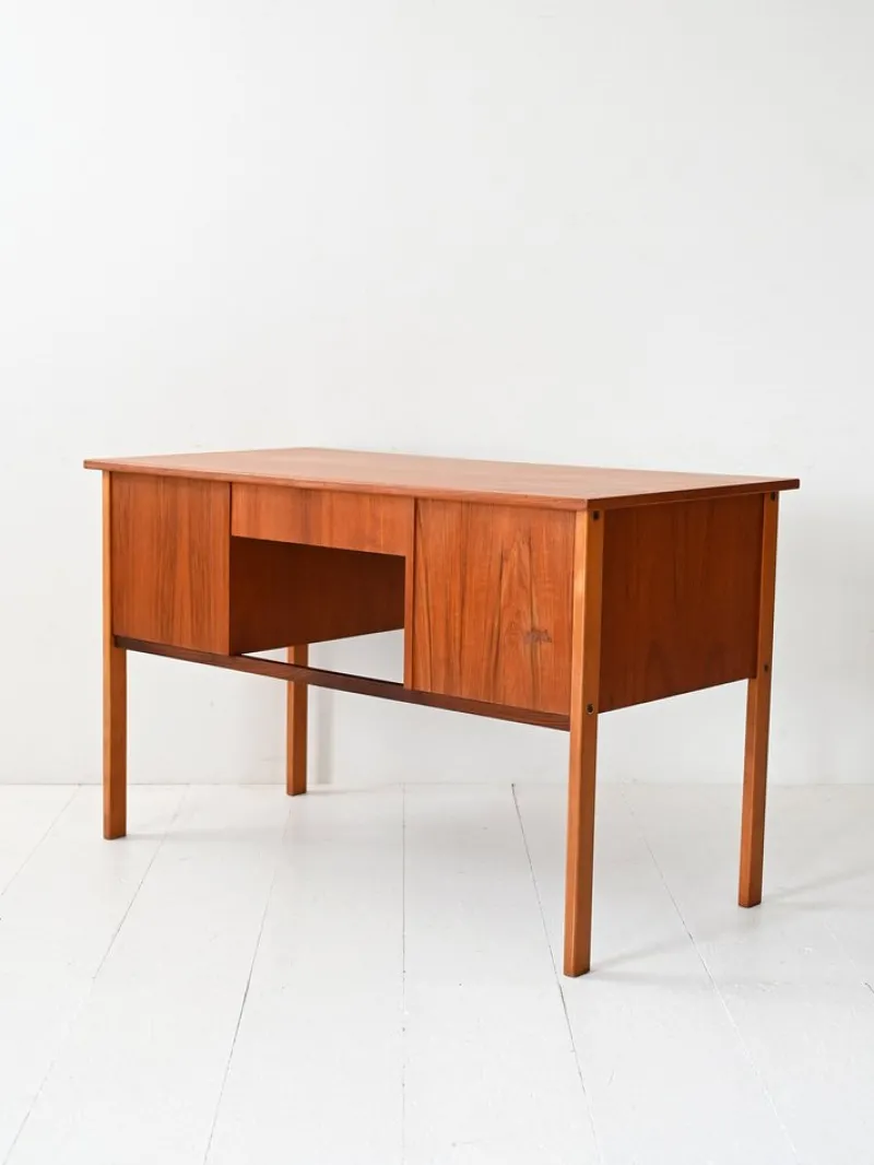 Online Pamono Vintage Scandinavian Teak Desk with Drawers, 1960s