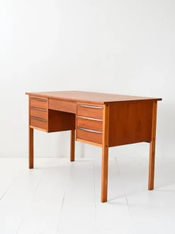 Online Pamono Vintage Scandinavian Teak Desk with Drawers, 1960s