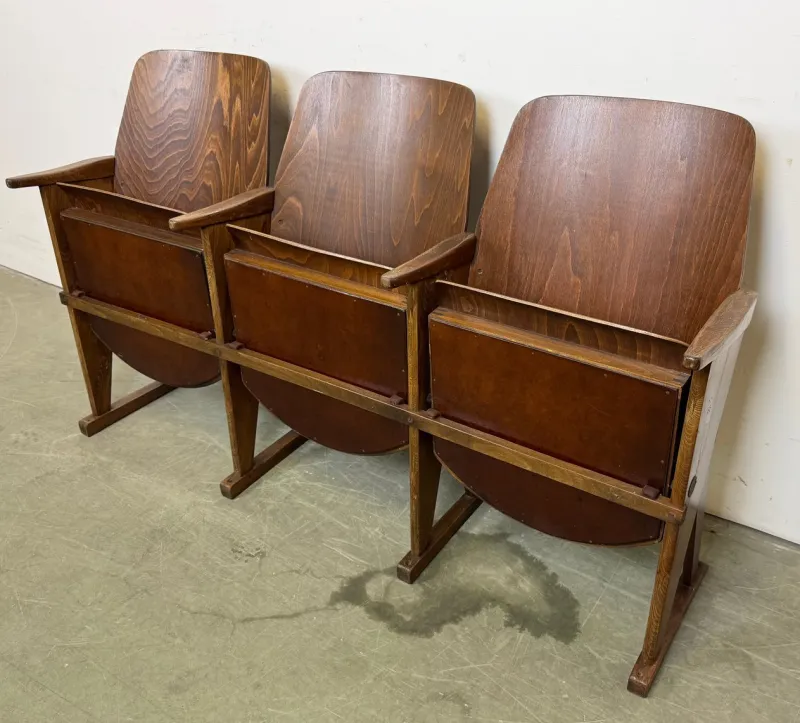 New Pamono Vintage 3-Seat Cinema Theatre Bench from Ton, 1960s