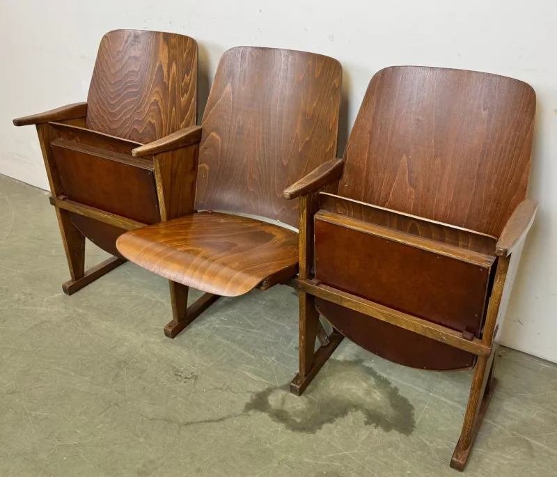 New Pamono Vintage 3-Seat Cinema Theatre Bench from Ton, 1960s