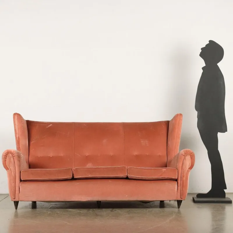 Pamono Vintage 3-Seater Velvet Sofa, Italy, 1950s> Couches & Sofas
