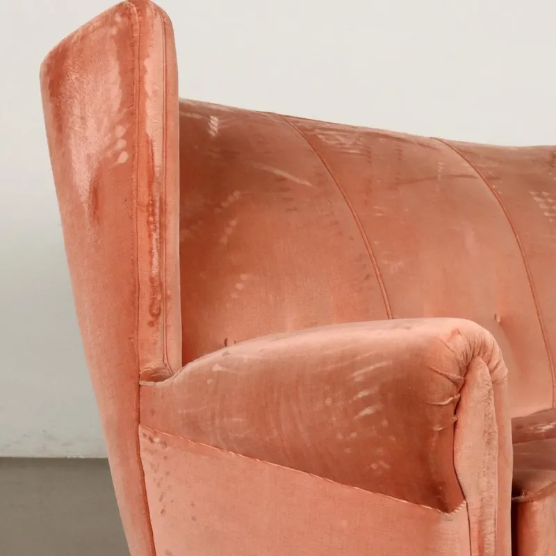 Pamono Vintage 3-Seater Velvet Sofa, Italy, 1950s> Couches & Sofas