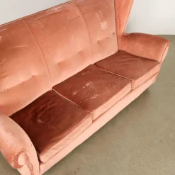 Pamono Vintage 3-Seater Velvet Sofa, Italy, 1950s><noscript><img width=