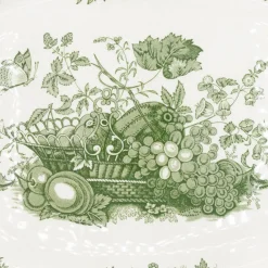 Pamono Vintage Serving Plates with Green Fruit Basket Decor from Masons, 1950s, Set of 2><noscript><img width=