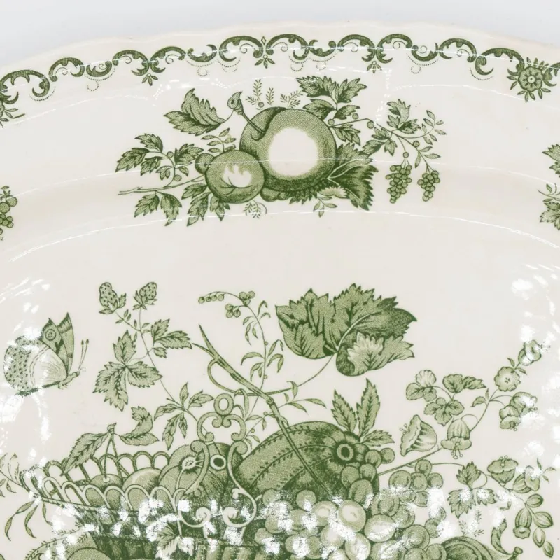 Pamono Vintage Serving Plates with Green Fruit Basket Decor from Masons, 1950s, Set of 2> Serving Dishes