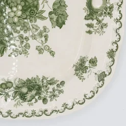 Pamono Vintage Serving Plates with Green Fruit Basket Decor from Masons, 1950s, Set of 2><noscript><img width=