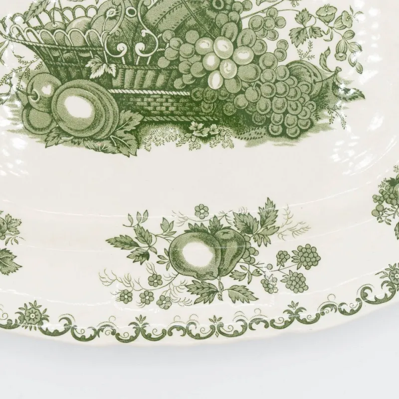 Pamono Vintage Serving Plates with Green Fruit Basket Decor from Masons, 1950s, Set of 2> Serving Dishes