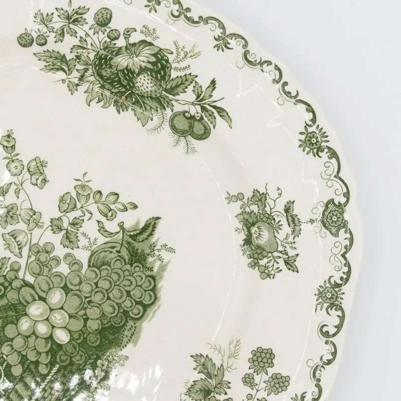 Pamono Vintage Serving Plates with Green Fruit Basket Decor from Masons, 1950s, Set of 2> Serving Dishes