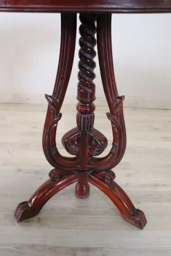 Pamono Vintage Side Table in Beech with Marble Top, 1980s><noscript><img width=