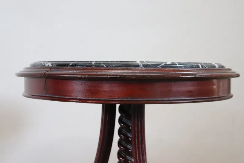 Pamono Vintage Side Table in Beech with Marble Top, 1980s> Coffee & Side Tables