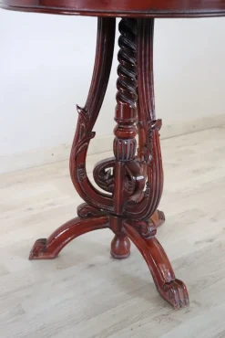 Pamono Vintage Side Table in Beech with Marble Top, 1980s><noscript><img width=