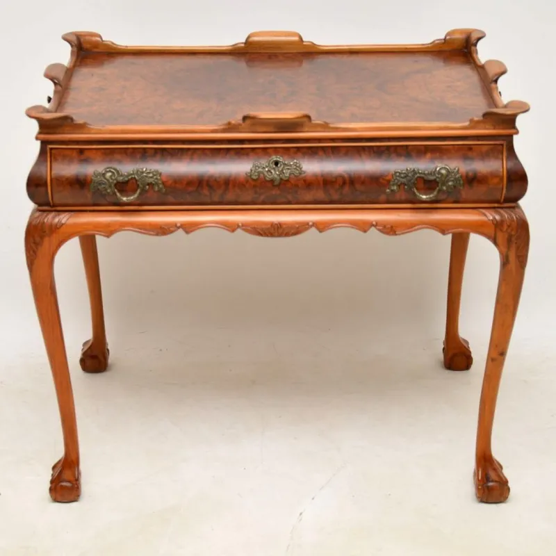 Pamono Vintage Side Table in Burr Walnut, 1920s> Coffee & Side Tables